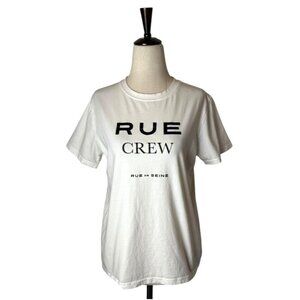 Rue De Seine Shirt Women Small White Cotton Crew Neck Short Sleeve Tee